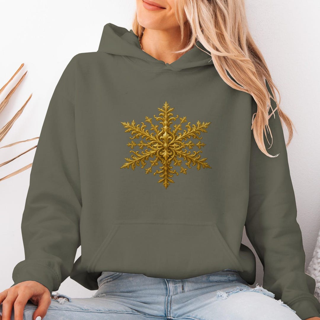 Snowflake Clothes Golden Snowflake Design Hoodie - Etsy