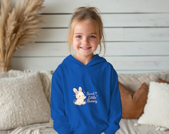 Girls Bunny Hoodie, Sweet Little Bunny Illustration, Cozy Kids Sweatshirt
