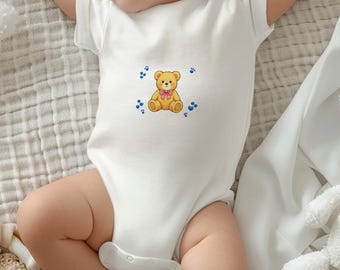 Teddy Bear Baby Bodysuit – Minimalist Unisex Onesie