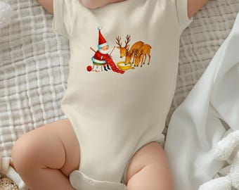 Santa's Reindeer Baby Bodysuit: First Christmas Onesie