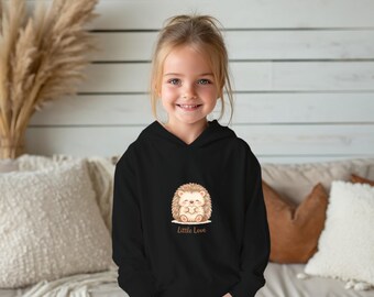 Little Love Hedgehog Kids Hoodie, Cozy Animal Sweatshirt