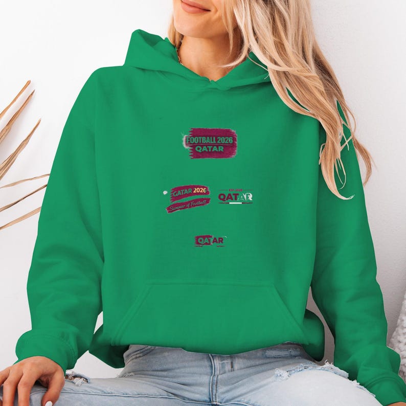 Qatar 2026 Football Hoodie | Gildan Unisex Pullover image 6