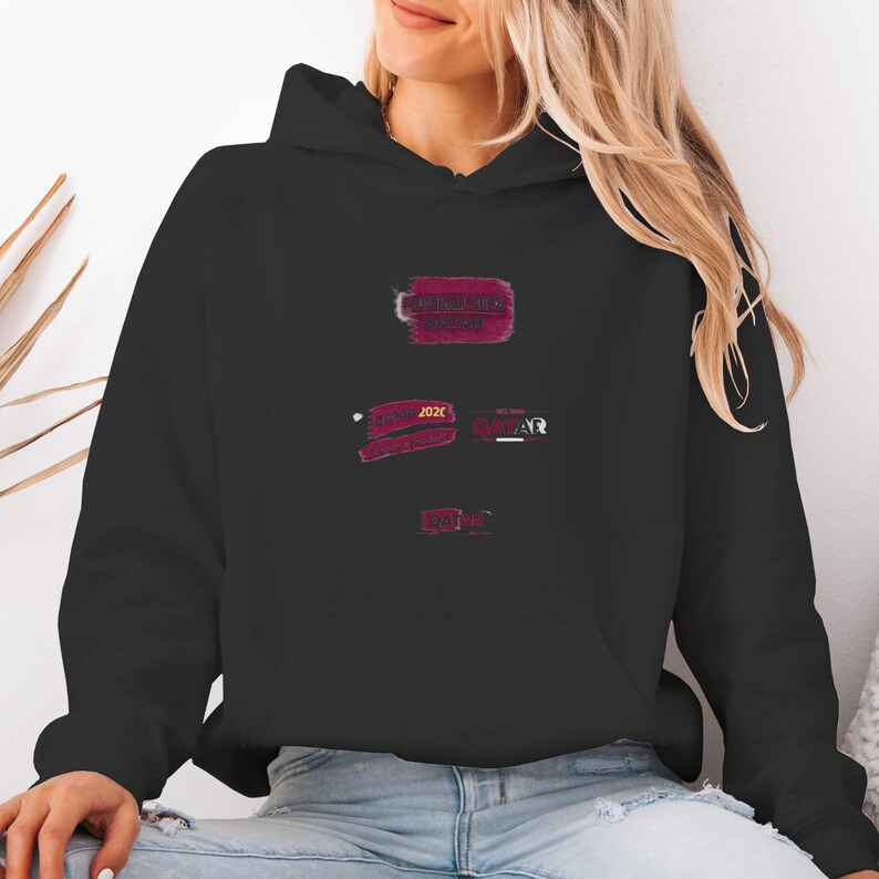 Qatar 2026 Football Hoodie | Gildan Unisex Pullover image 2
