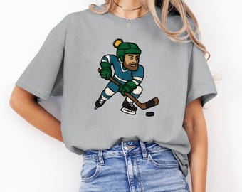 Cartoon hockeyspeler-T-shirt: uniseks T-shirt met grafische print voor fans