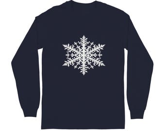 Camicia a maniche lunghe con motivo a fiocco di neve, colori comodi