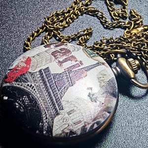Strada Unisex Paris Pocket Watch Classic White Dial & Parisian Charm Bild 1