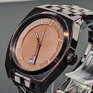 Nixon Monopoly Watch with Black Bracelet & Chocolate Dial – Bold Vintage Charm