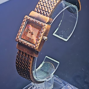 Bijoux Terner Bengal Cuff Watch  Intricate Patterned Dial  Soft Bronze Accent