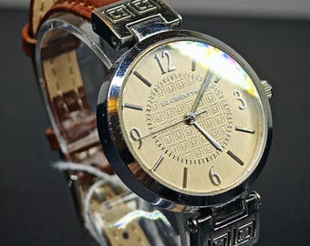 Vintage Liz Claiborne Watch with Cream Dial & Brown Leather Strap