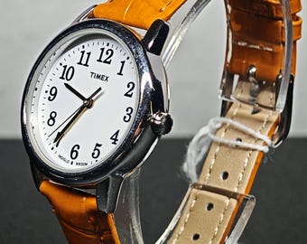 Vintage Timex WR30 Glow with Burnt Orange Leather Strap – Feminine Classic