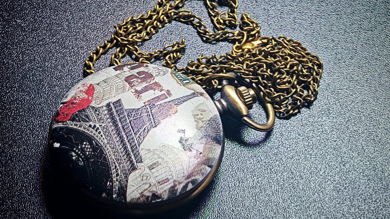 Strada Unisex Paris Pocket Watch Classic White Dial & Parisian Charm Bild 1