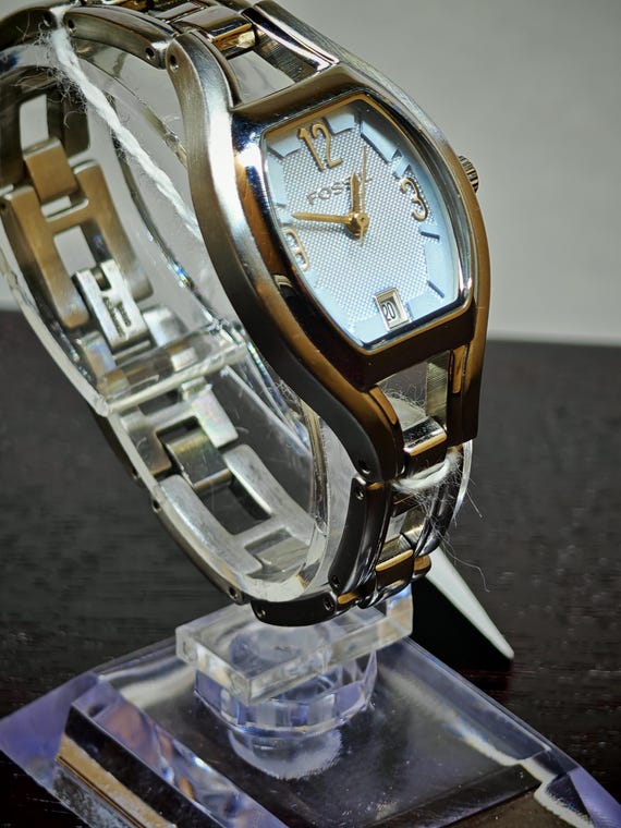 Fossil Quartz Watch – Rectangular Silver Dial, Da… - image 2