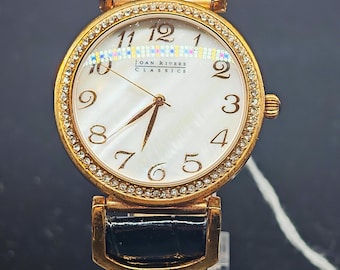 Joan Rivers Classics Gold Bezel Patent Leather Watch - Vintage Glamour