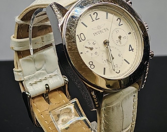 Invicta Leather Watch - Timeless White Dial - Vintage Inspired