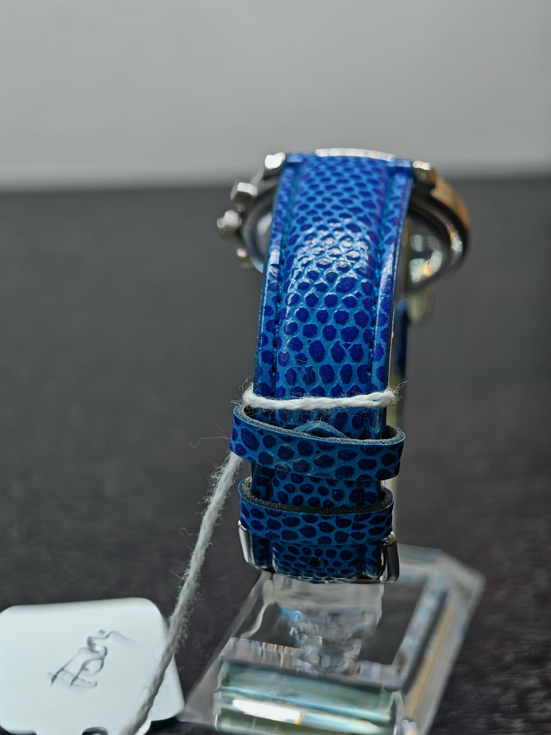 Winder Geen Blue Crystal Oval Watch – NEW Genuine Leather Band Vaugirard Aréne Men main image 4