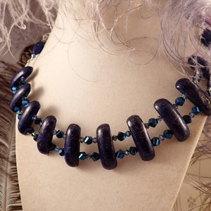 Adjustable Lapis Lazuli 2 Hole Choker with Sterling Silver