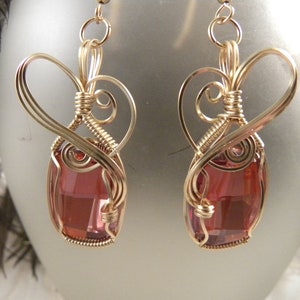 Reg Magma Swarovski Crystal Earrings wrapped in Gold-Filled Wire