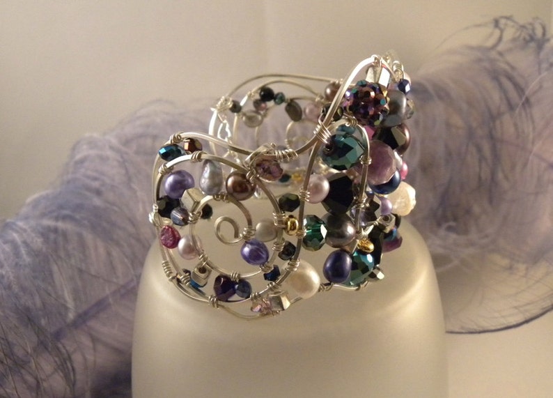 Awesome Crystal and Sterling Silver Wire Cuff - Etsy
