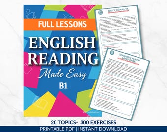 Reading Comprehension Workbook| B1 Level ESL Resource for ESL Teachers | Intermediate worksheets | Pet Cambridge Exam Test (Digital PDF)