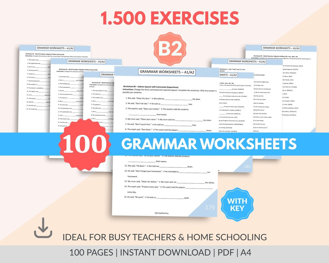 English Grammar Worksheets With Answers | B2 Upper Intermediate ESL ...