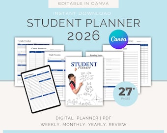 Student Planner Bundle | Study Bundle Academic | Printable & Editable | College Planner | Homeschooling | Time Management (PDF)