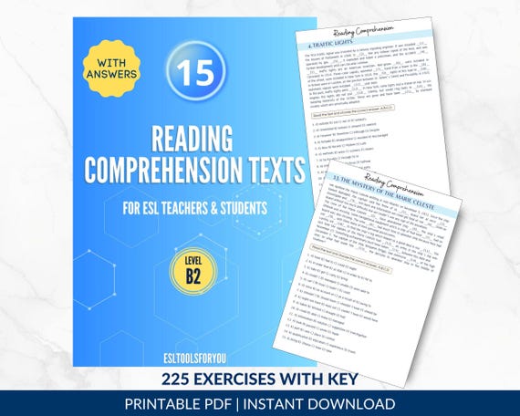15 English Reading Comprehension Texts with Questions & Answers | Teaching Materials | ESL Intermediate Students B2 | Instant Download PDF