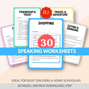 ESL Conversation Cards for Intermediate Students | B2 English Questions Teacher Resources | Icebreaker | FCE Exam | EFL Worksheets | pdf