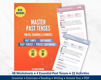 Past Tenses A2-B1 Grammar Workbook | Ell|  | Grammar Exercises | Answer Key | EFL Teacher Resource ESL | Printable PDF