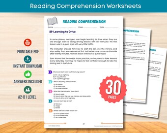 30 Reading Comprehension Worksheets | Short Stories with Questions | Reading Passages & Activities | For Teens ELA | Printable PDF