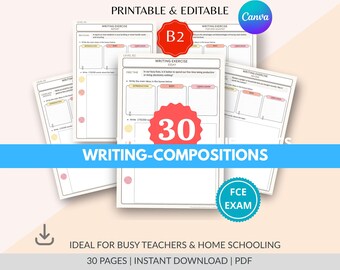 30 werkbladessayplanner, schrijforganisator, structuursjabloon, composities, afdrukbaar bewerkbaar schoolhuiswerk, pdf-academisch project