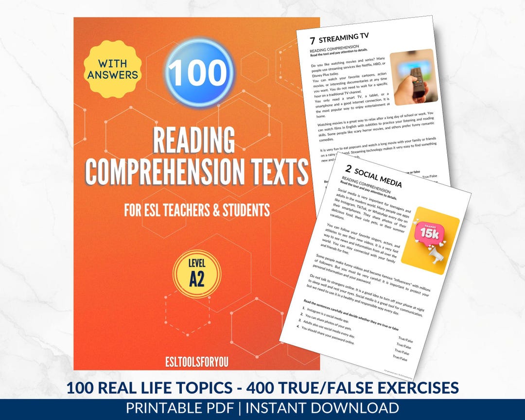 100 Beginner Reading Worksheets | English Reading Comprehension Texts W ...