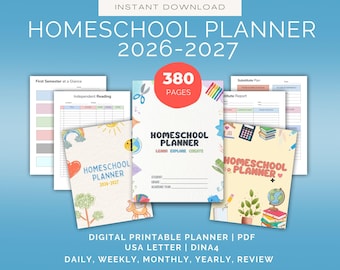 380 Homeschool Planner Forms-bundel | Tracker afdrukbare documenten | Planning logboek Huiswerkhulpmiddelen | Thuisonderwijs | Kinderorganizer | Pdf