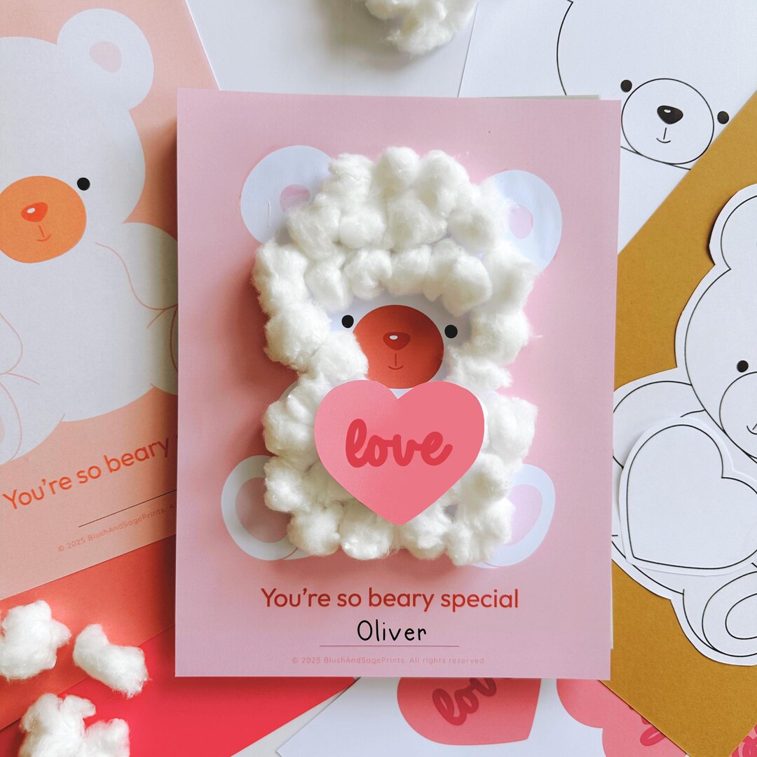 Valentine's Day Craft: Fluffy Bear Cotton Ball Activity for Kids ...