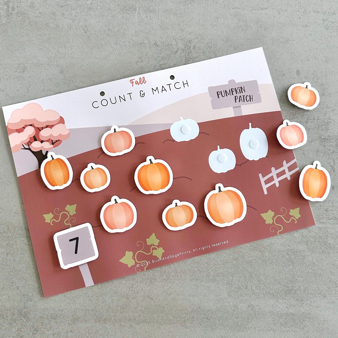 Pumpkin Counting Game: Fall Activity Worksheet (PDF) - Etsy