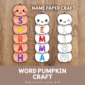 Pumpkin Name Craft Activity | Fall & Halloween Bulletin Board Printable Template | Pumpkin Worksheet for Kindergarten and Toddlers