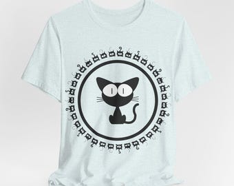 Katzen-Grafik-T-Shirt, Unisex-Katzenliebhaber-T-Shirt mit Rundhalsausschnitt