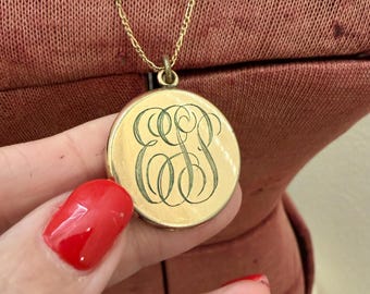 Vintage Gold Filled Initial Victorian Locket Necklace