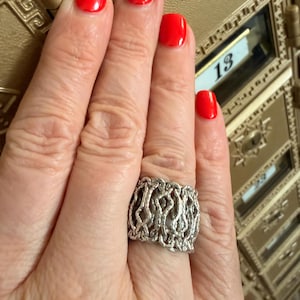 Vintage Sterling Silver Flexible Fillagree Band Ring