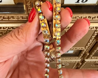 Vintage Goldtone Aura Borealis Rhinestone Sweater Clip