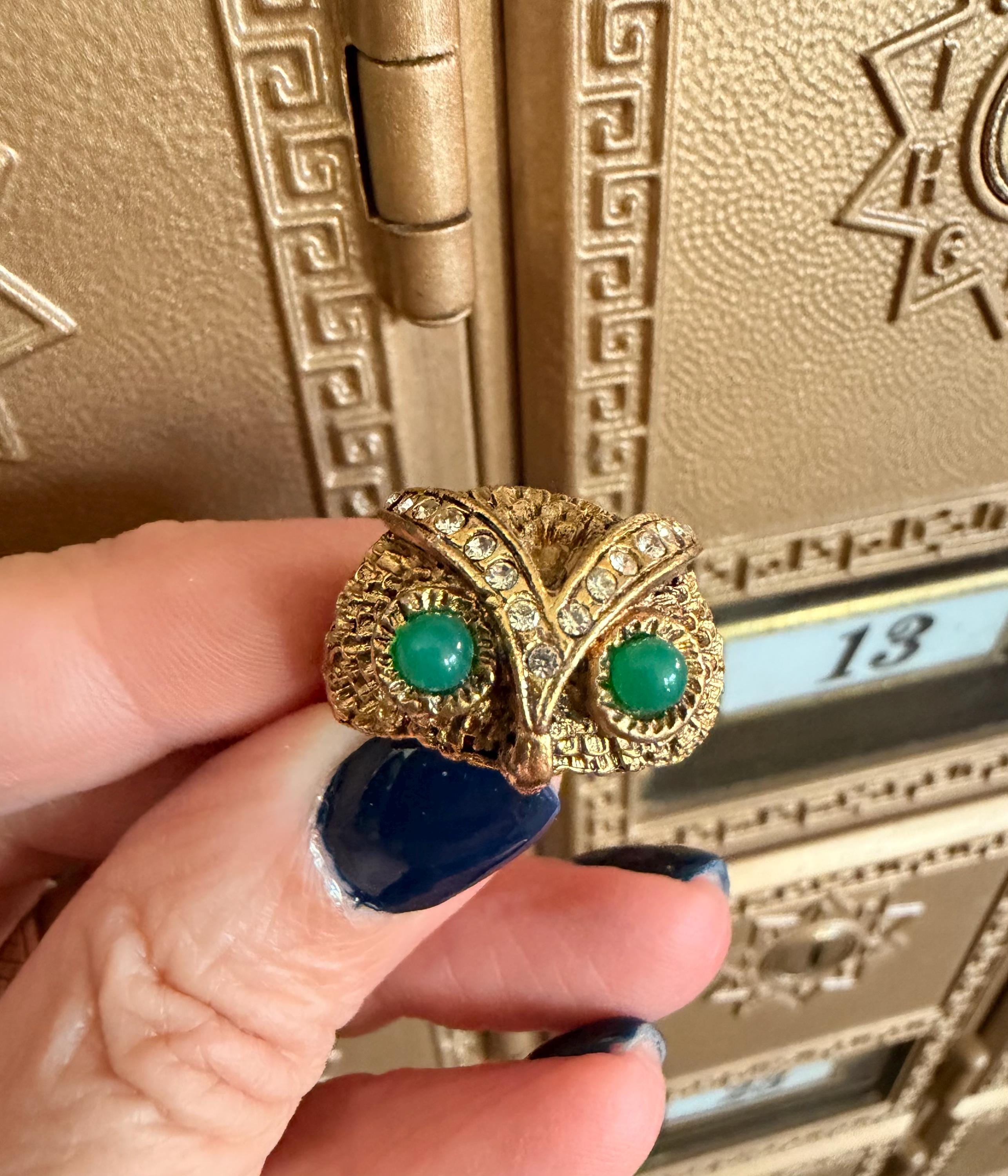 Vintage Goldtone Owl Ring