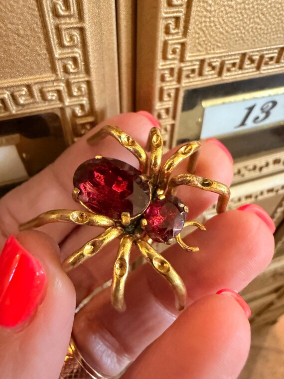 Vintage Czech Glass Spider Brooch