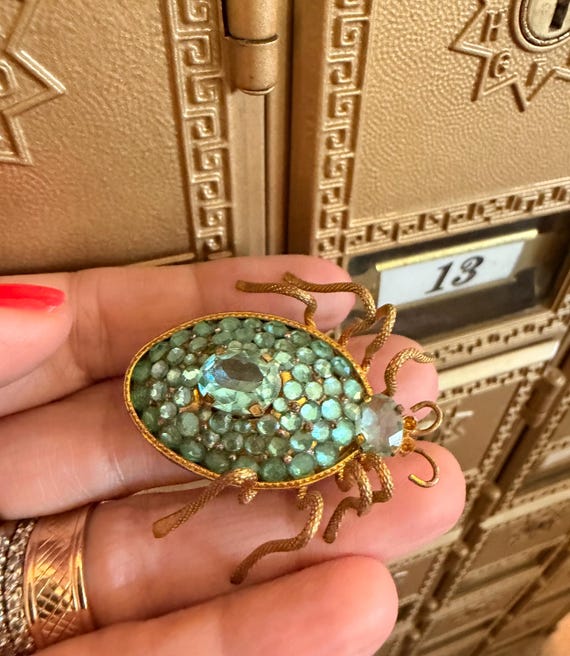 Vintage Czech Glass Spider Brooch