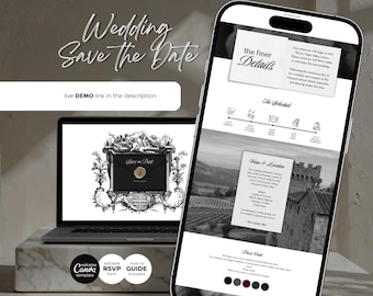 Elegant Gothic Wedding Website Template for Canva + RSVP • Editable Invitation Webpage • Save the Date • Digital Download