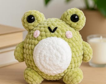 Patrón de ganchillo de rana, juguete de peluche de rana amigurumi, ranita de peluche regordeta, lindo y tierno peluche, regalo, fácil para principiantes, descarga digital en PDF