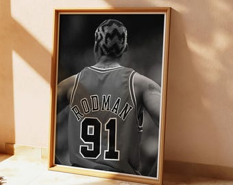 デニス・ロッドマン ウォールアート：印刷用ヴィンテージスポーツウォールポスター（デジタルダウンロード）