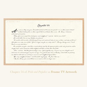 Pride Prejudice Art Digital Download Frame TV Literature Jane Austen Handwriting Chapter 54 Classic Wall Antique Paper Background Design