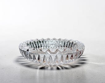 Vintage Leonard Crystal Ashtray, Genuine Lead Crystal, Starburst & Diamond Cut