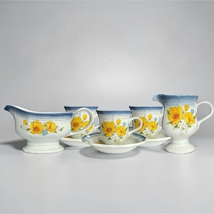 Vintage Mikasa Country Club Dinnerware, Amy Pattern Replacements, Yellow Floral Stoneware