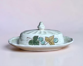 Vintage Metlox Vineyard Covered Butter Dish, Poppytrail Vernon Ware, Farmhouse Kitchen