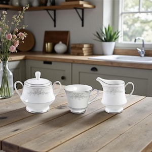 Vintage Noritake Sweet Leilani Lidded Sugar Bowl, Creamer, Teacup, Fine China Replacement 3482